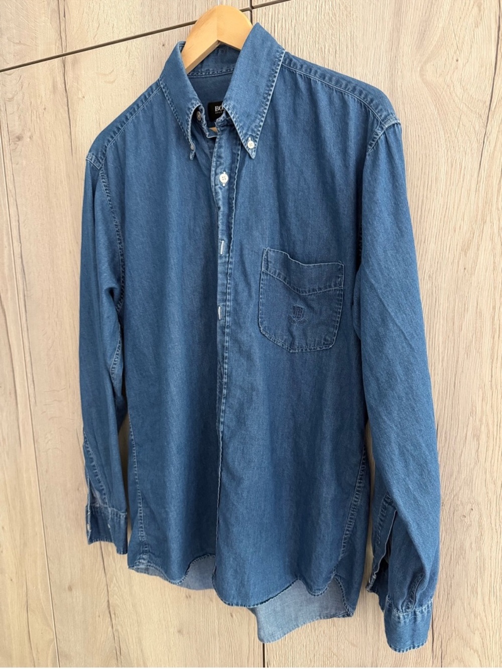 Hugo Boss Men's Denim Button-Down Shirt in Blue